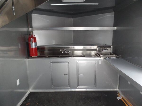 8.5' x 16' Black Porch Style Concession Food Trailer - Image 13