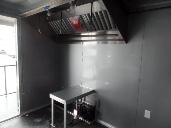 8.5' x 16' Black Porch Style Concession Food Trailer - Image 21