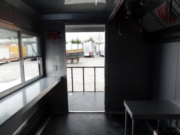 8.5' x 16' Black Porch Style Concession Food Trailer - Image 27
