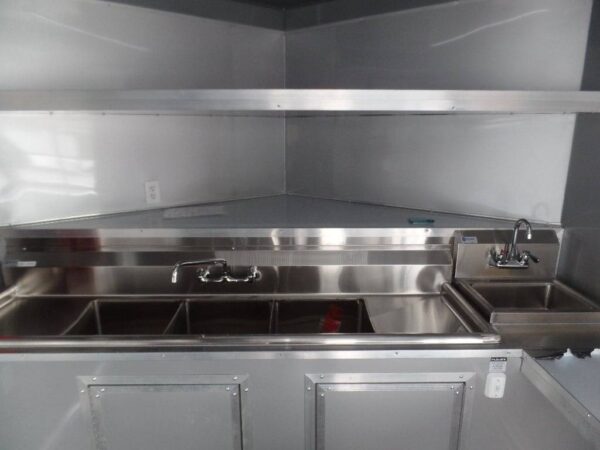 8.5' x 16' Black Porch Style Concession Food Trailer - Image 15