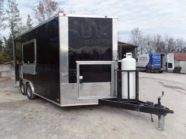 8.5' x 16' Black BBQ Porch Concession Food Trailer With Appliances - Image 15