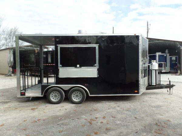 8.5' x 16' Black BBQ Porch Concession Food Trailer With Appliances - Image 17