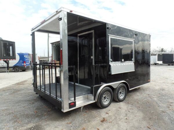 8.5' x 16' Black BBQ Porch Concession Food Trailer With Appliances - Image 20