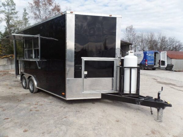 8.5' x 16' Black BBQ Porch Concession Food Trailer With Appliances - Image 22