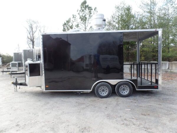 8.5' x 16' Black BBQ Porch Concession Food Trailer With Appliances - Image 10