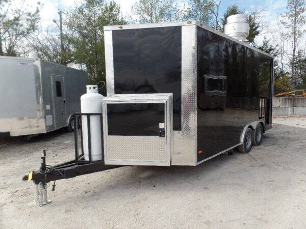 8.5' x 16' Black BBQ Porch Concession Food Trailer With Appliances - Image 13