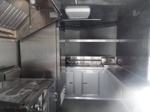 8.5' x 16' Black BBQ Porch Concession Food Trailer With Appliances - Image 16