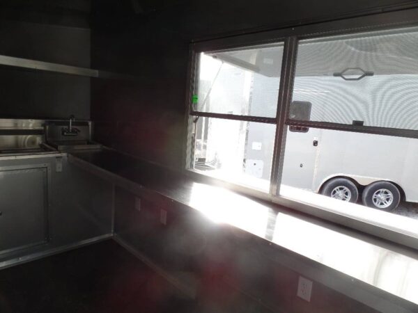 8.5' x 16' Black BBQ Porch Concession Food Trailer With Appliances - Image 21