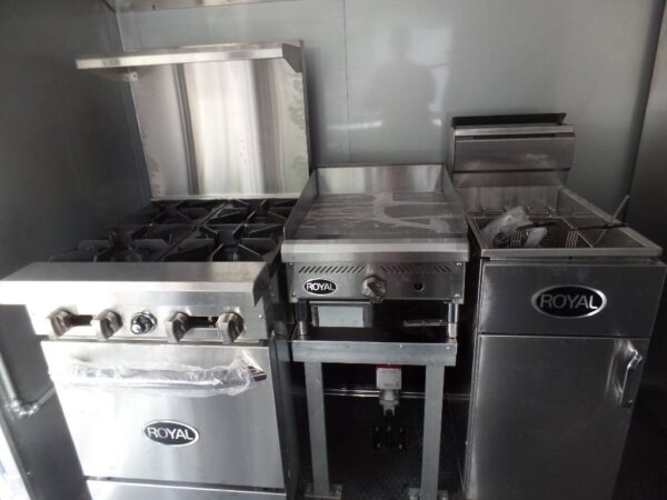 8.5' x 16' Black BBQ Porch Concession Food Trailer With Appliances - Image 26