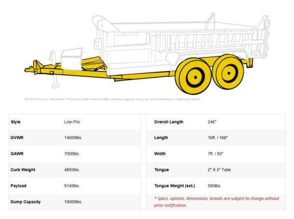 7x16 Telescopic Dump Trailer with 4ft Sides (2) 7K Axles 14k GVWR - Image 19