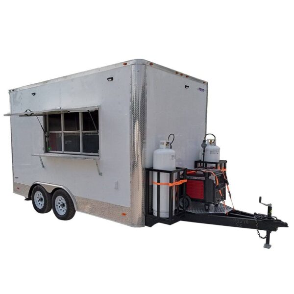 8.5' x 14' White Flat Nose Concession Trailer
