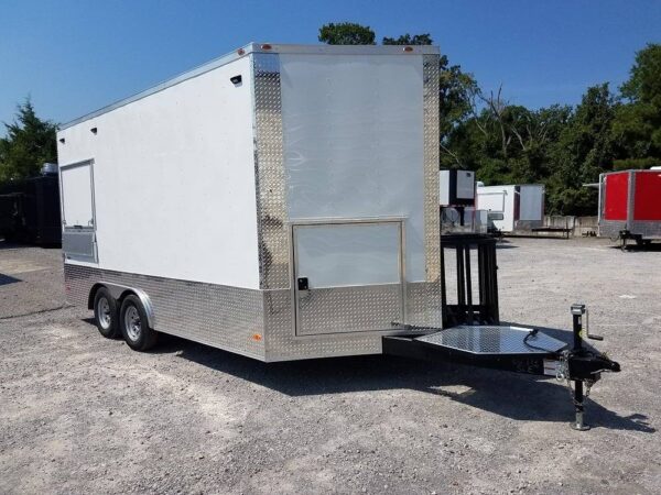 8.5' x 16' Double Window White Concession Food Trailer - Image 16