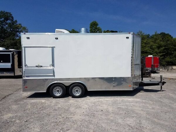 8.5' x 16' Double Window White Concession Food Trailer - Image 14