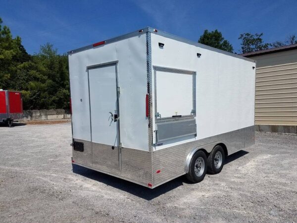 8.5' x 16' Double Window White Concession Food Trailer - Image 12
