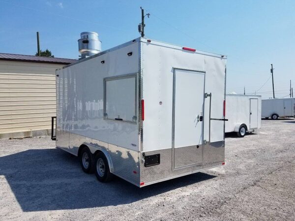 8.5' x 16' Double Window White Concession Food Trailer - Image 8
