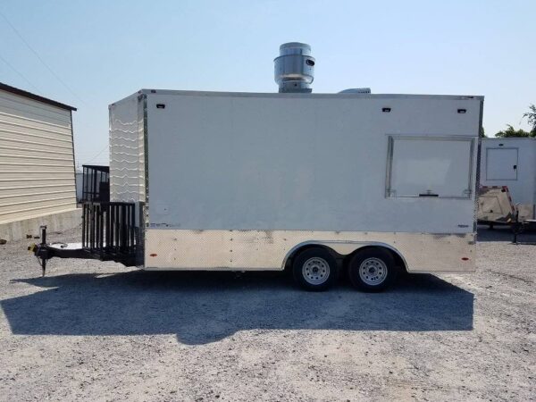 8.5' x 16' Double Window White Concession Food Trailer - Image 6