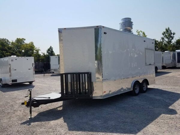 8.5' x 16' Double Window White Concession Food Trailer - Image 4