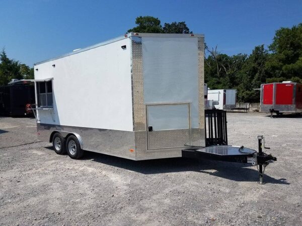 8.5' x 16' Double Window White Concession Food Trailer - Image 18