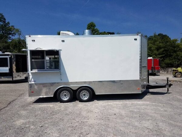 8.5' x 16' Double Window White Concession Food Trailer - Image 13