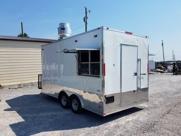 8.5' x 16' Double Window White Concession Food Trailer - Image 21