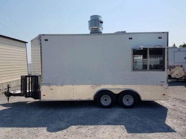 8.5' x 16' Double Window White Concession Food Trailer - Image 17