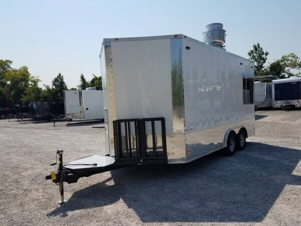 8.5' x 16' Double Window White Concession Food Trailer - Image 2