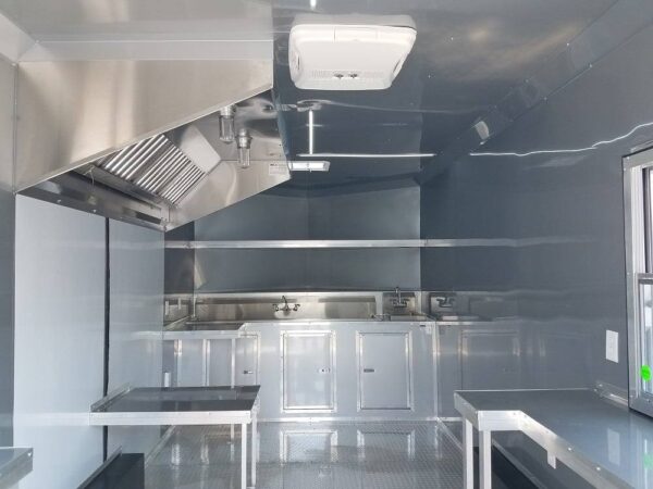 8.5' x 16' Double Window White Concession Food Trailer - Image 5