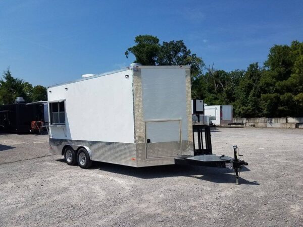 8.5' x 16' Double Window White Concession Food Trailer - Image 20
