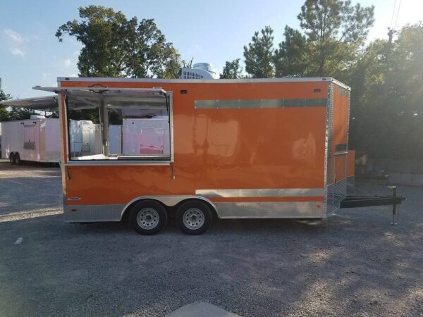 8.5' x 16' Orange Shaved Ice Concession Food Trailer - Image 23