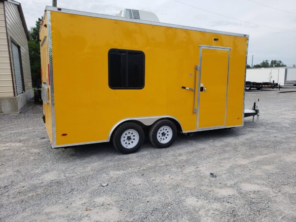 8.5' x 16' Penske Yellow Ice Cream Concession Food Trailer With Appliances - Image 3