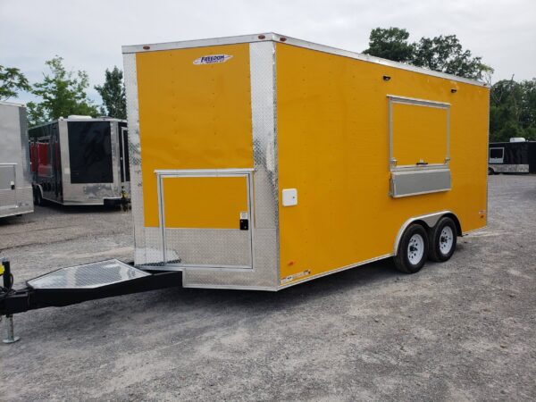 8.5' x 16' Penske Yellow Ice Cream Concession Food Trailer With Appliances - Image 16