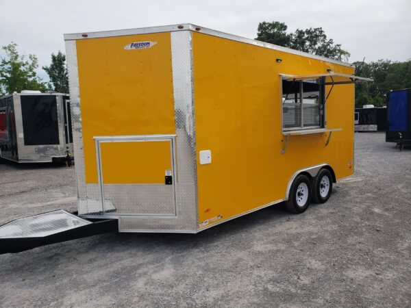 8.5' x 16' Penske Yellow Ice Cream Concession Food Trailer With Appliances - Image 10