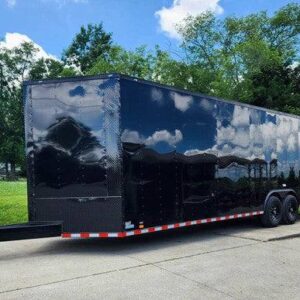 8.5x28 Black V-Nose Enclosed Trailer with Blackout Pkg (2) 7K Axles