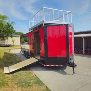 Side view of 8.5x30 red hybrid drone equipment hauler
