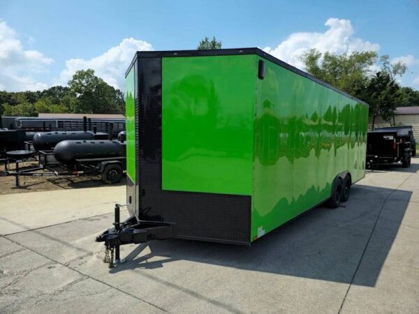 8.5x24 Neon Green Enclosed Trailer with Blackout Trim  (2) 5200lb Axles - Image 2