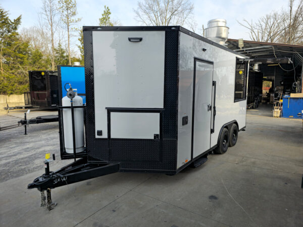 8.5' X 16' Concession Trailer White W/Black Trim Food Event Catering - Image 12
