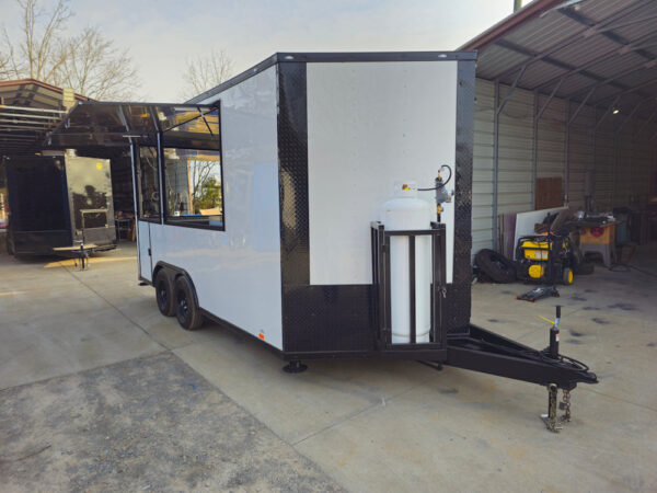 8.5' X 16' Concession Trailer White W/Black Trim Food Event Catering - Image 17