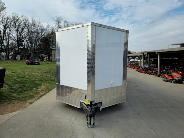 8.5x26 V-Nose White Enclosed Trailer (2) 7K Axles 50 AMP Electrical Package & Cabinets - Image 2