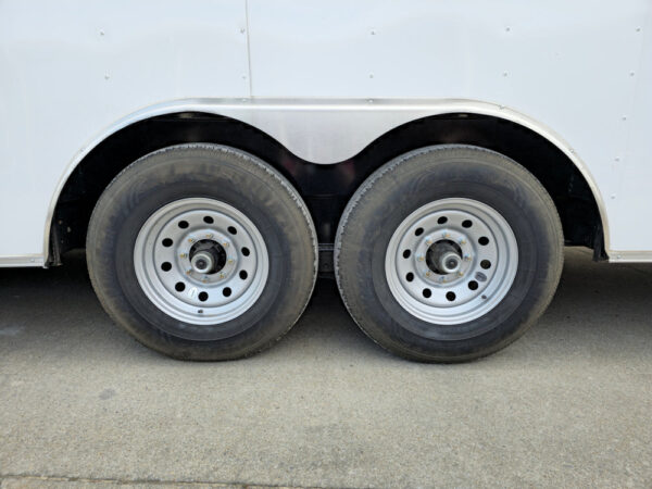 8.5x26 V-Nose White Enclosed Trailer (2) 7K Axles 50 AMP Electrical Package & Cabinets - Image 4