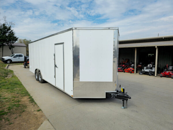 8.5x26 V-Nose White Enclosed Trailer (2) 7K Axles 50 AMP Electrical Package & Cabinets - Image 10
