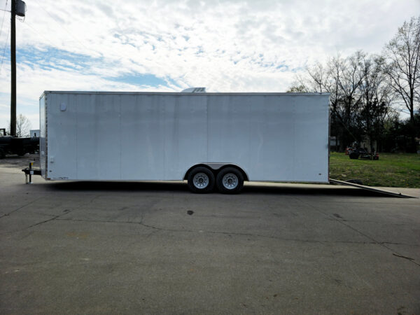 8.5x26 V-Nose White Enclosed Trailer (2) 7K Axles 50 AMP Electrical Package & Cabinets - Image 12