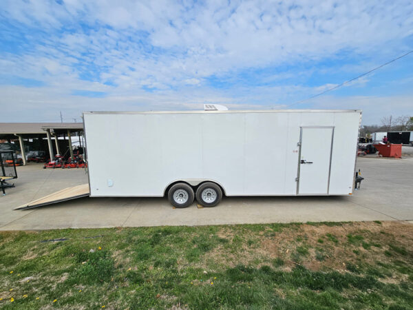 8.5x26 V-Nose White Enclosed Trailer (2) 7K Axles 50 AMP Electrical Package & Cabinets - Image 24