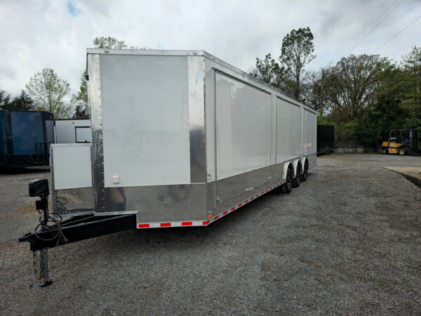 8.5' X 32' Enclosed Trailer White Custom Car Hauler - Image 2