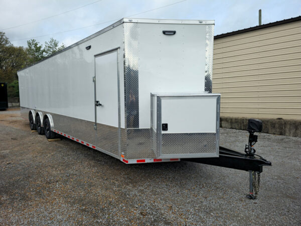 8.5' X 32' Enclosed Trailer White Custom Car Hauler - Image 8