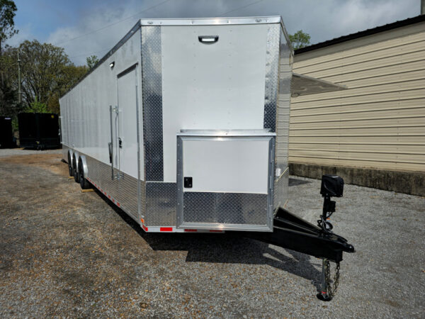 8.5' X 32' Enclosed Trailer White Custom Car Hauler - Image 25