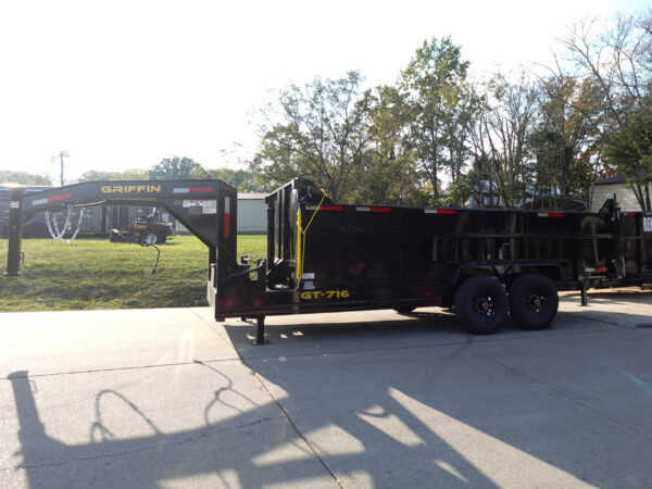 7x16 Gooseneck Telescopic Dump Trailer with 3ft Sides (2) 7K Axles - Image 4