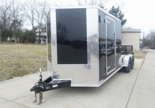 7x20 Black V-nose Hybrid Enclosed Trailer (2) 7K Axles - Image 2