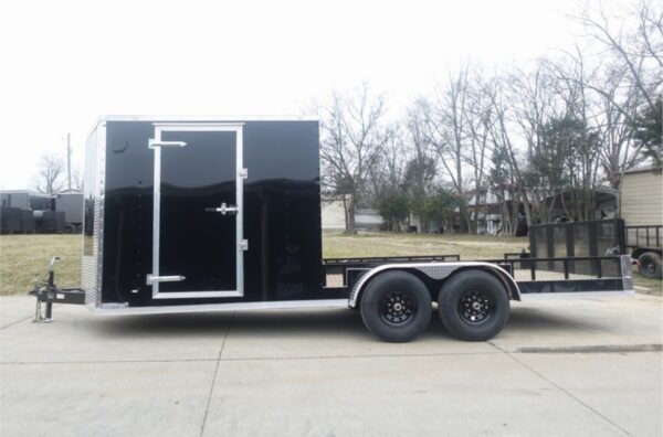 7x20 Black V-nose Hybrid Enclosed Trailer (2) 7K Axles - Image 3