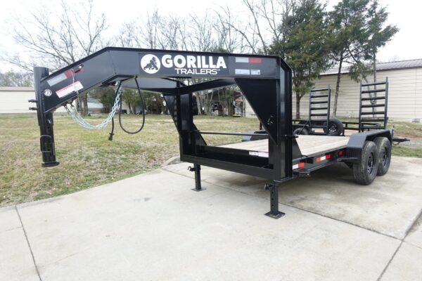 7x14 Gooseneck Equipment Trailer (2) 7K Axles with Stand-Up Ramps