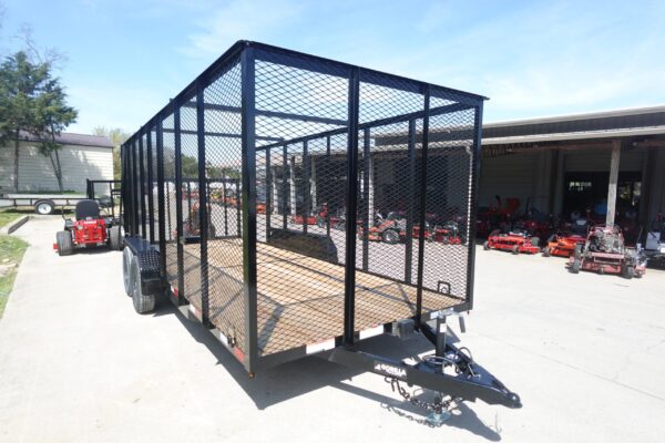 7' x 18' Tandem Straight Deck Utility Trailer 6ft Mesh Sides 7K GVWR - Image 2